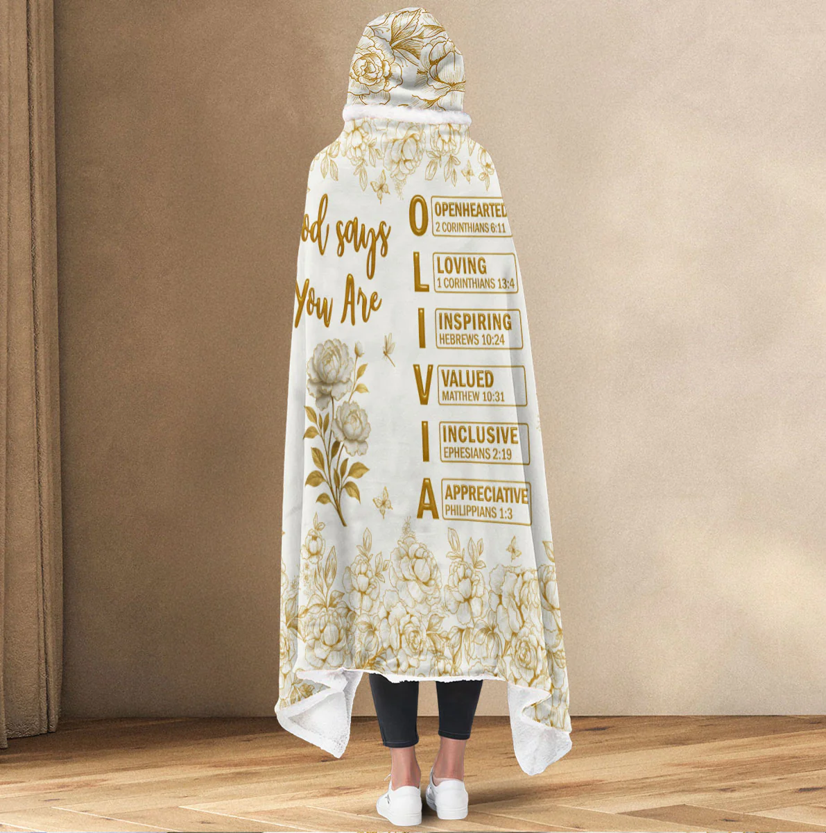 God Says You Are Bible - Personalized Custom Hooded Blanket - Image 3