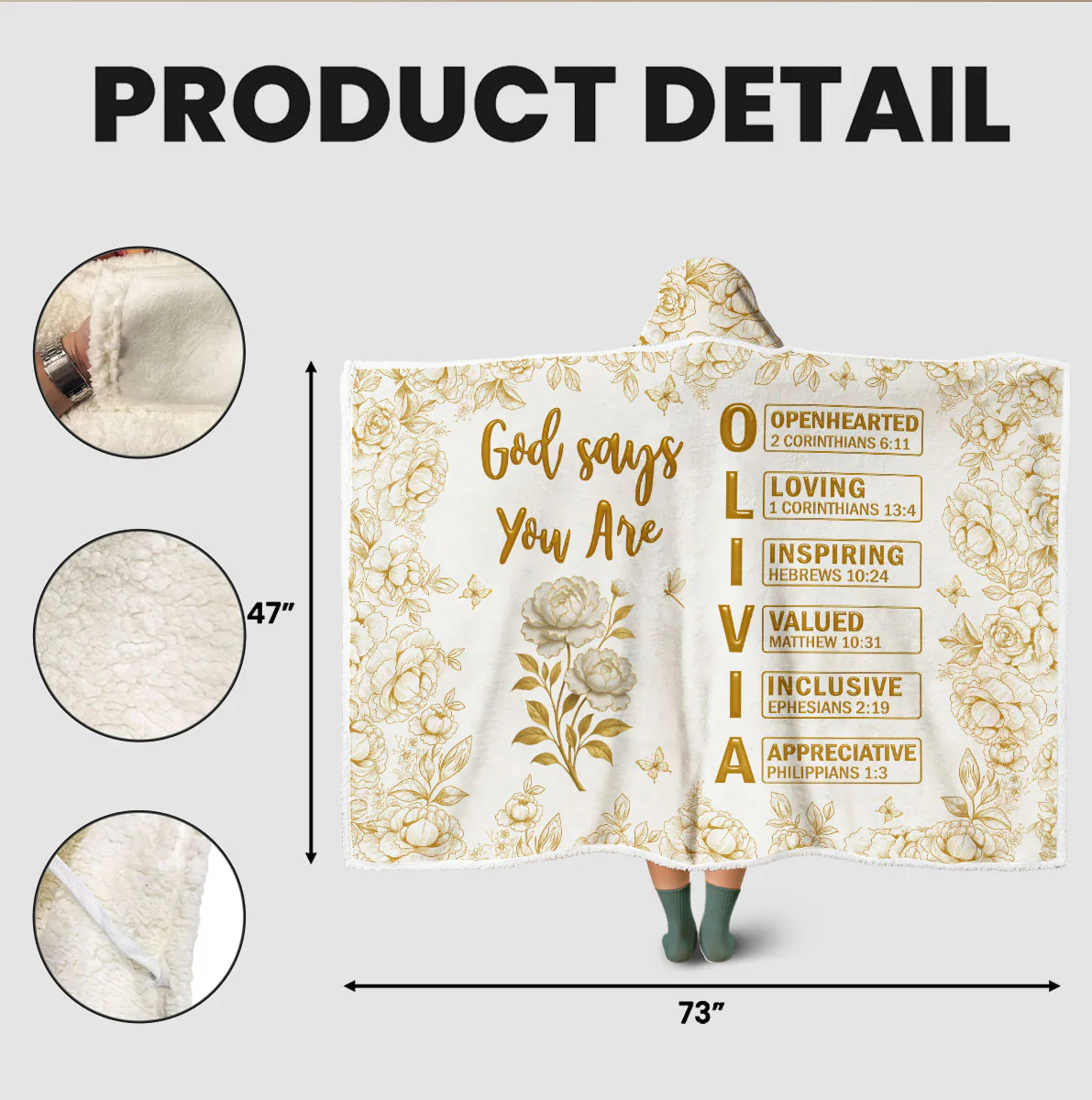 God Says You Are Bible - Personalized Custom Hooded Blanket - Image 6