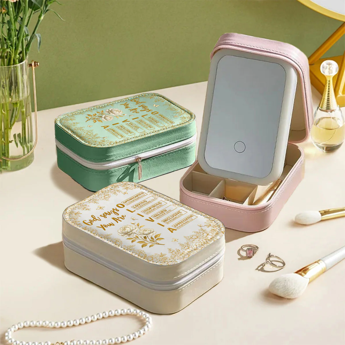 God Says You Are Bible - Personalized Custom Jewelry Box With LED Mirror - Image 3