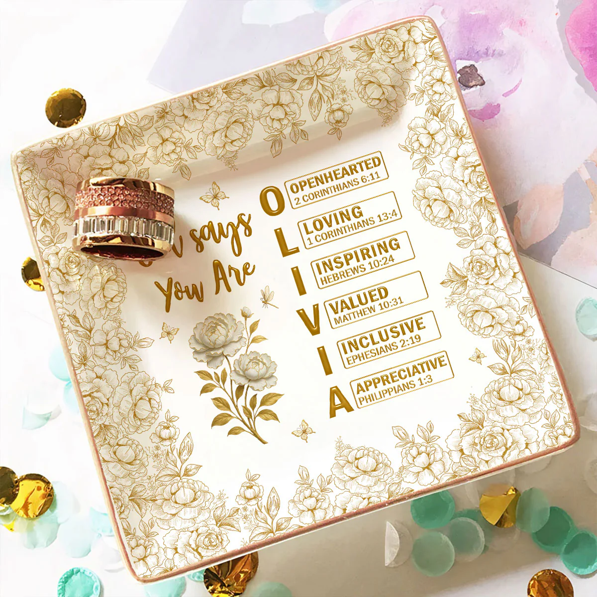 God Says You Are Bible - Personalized Custom Jewelry Dish - Image 2