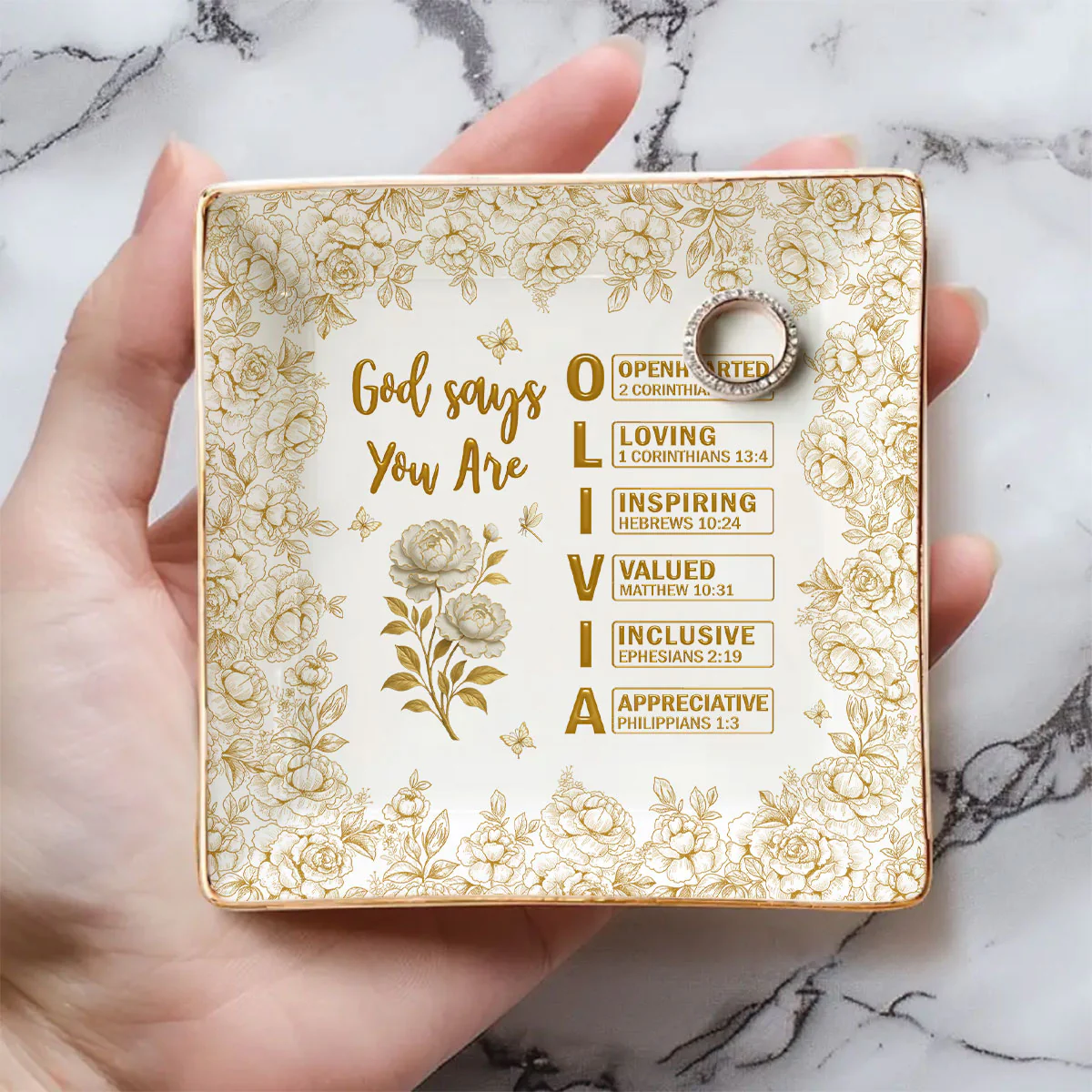 God Says You Are Bible - Personalized Custom Jewelry Dish - Image 4