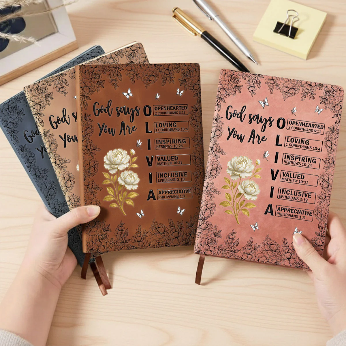 God Says You Are Bible - Personalized Custom Leather Journal - Image 2