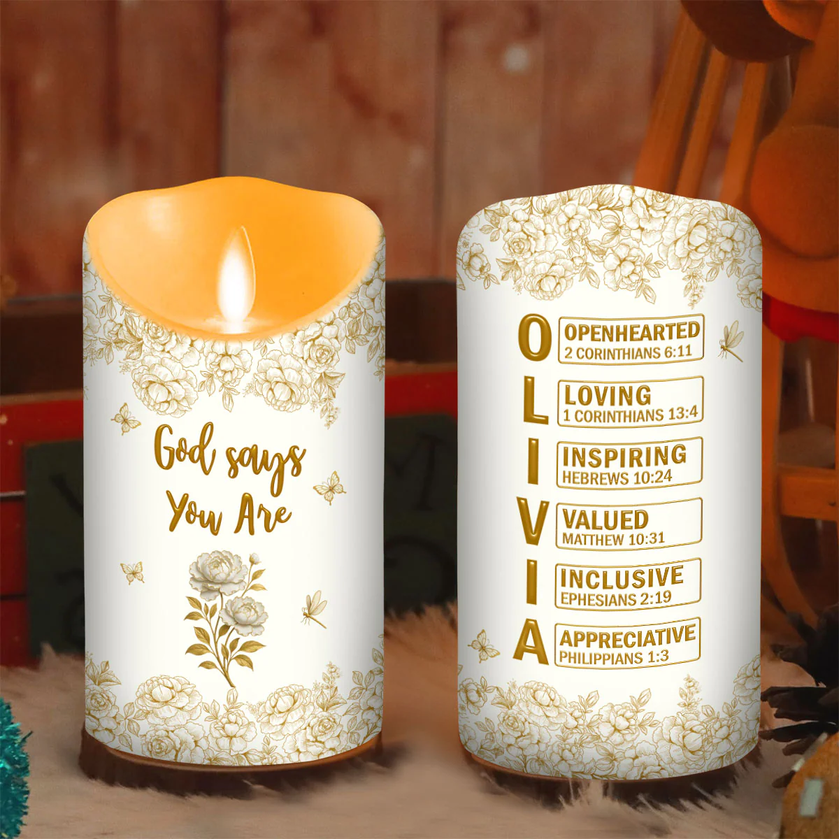 God Says You Are Bible - Personalized Custom LED Candle - Image 2