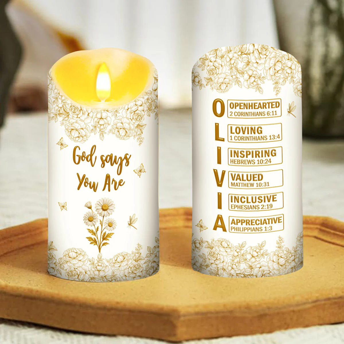 God Says You Are Bible - Personalized Custom LED Candle - Image 5
