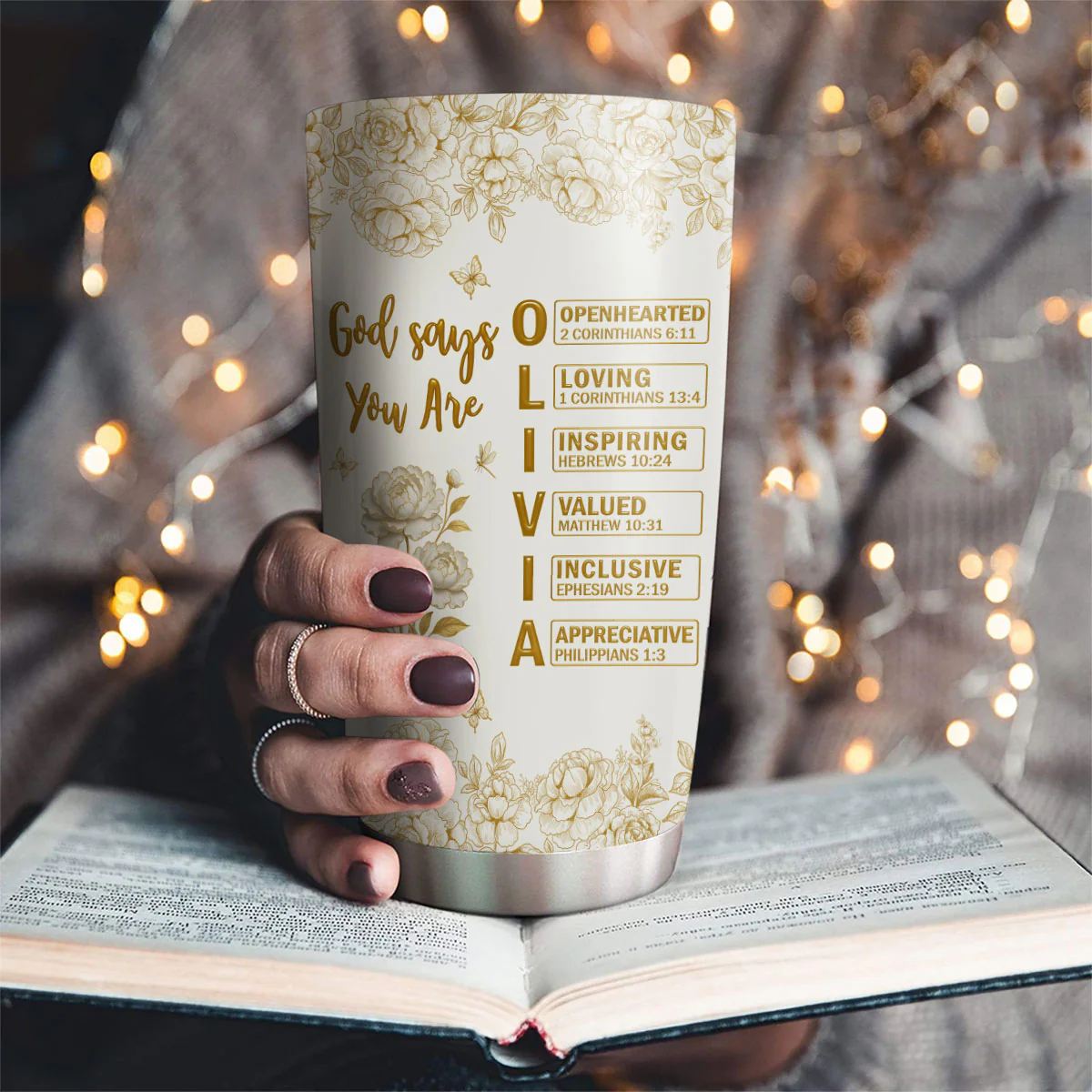 God Says You Are Bible - Personalized Custom Tumbler - Image 4
