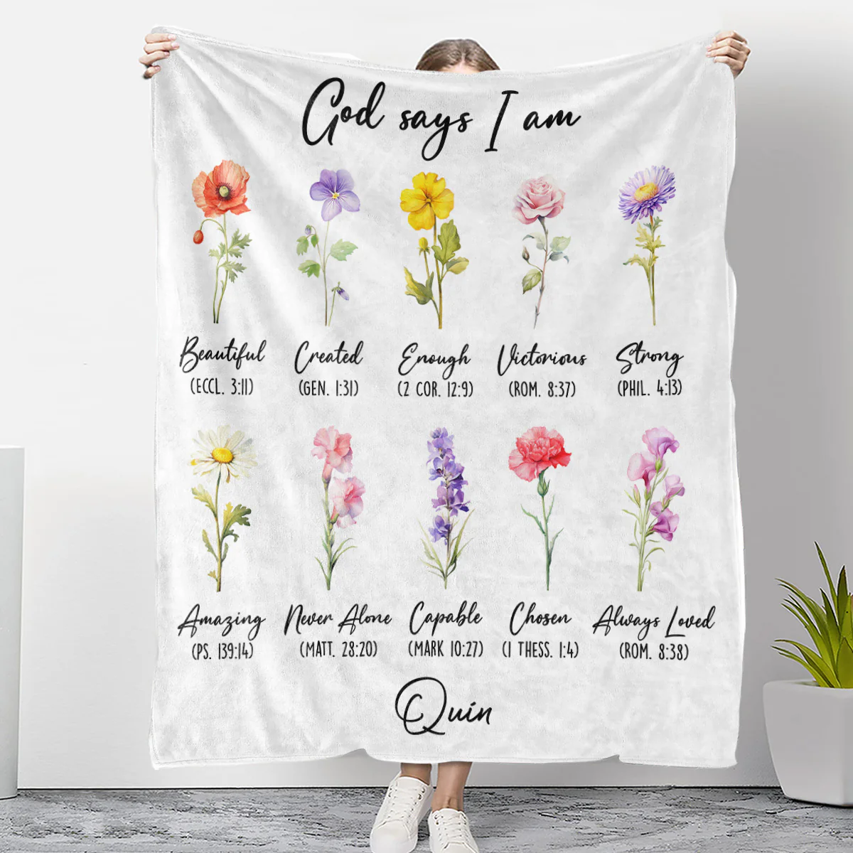 God Says You Are Flower - Personalized Custom Fleece Blanket