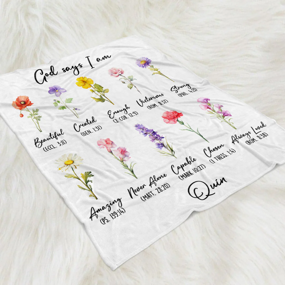 God Says You Are Flower - Personalized Custom Fleece Blanket - Image 2