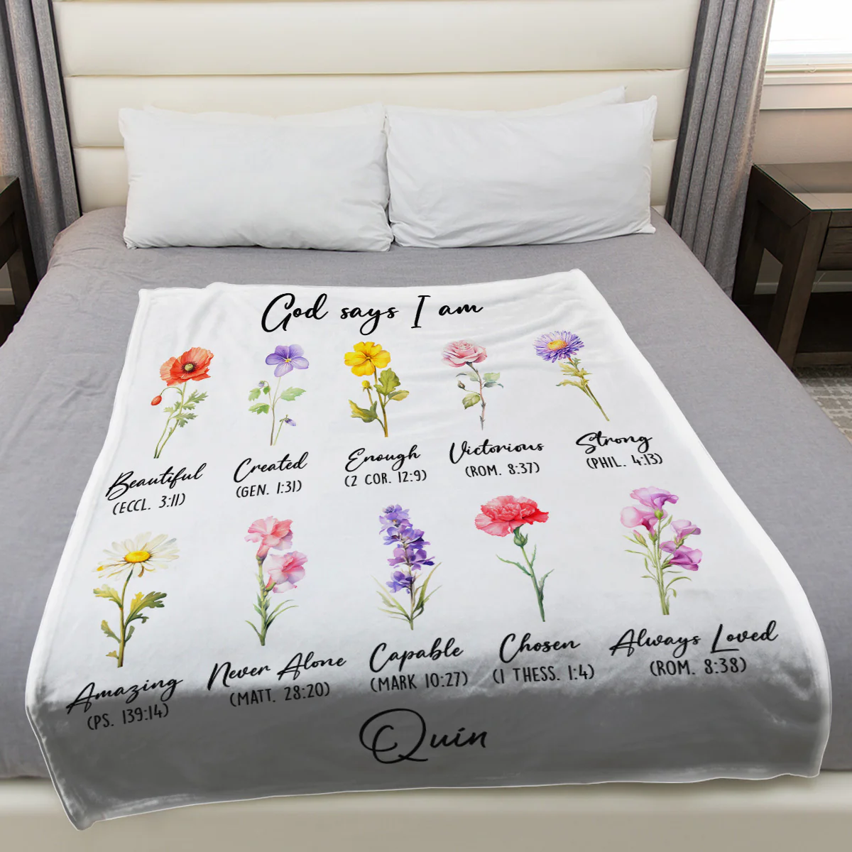 God Says You Are Flower - Personalized Custom Fleece Blanket - Image 3