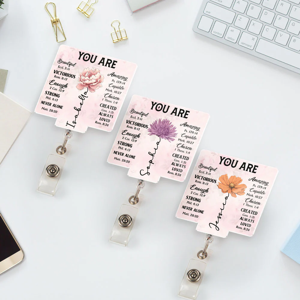 God Says You Are - Personalized Custom Acrylic Badge Reel - Image 2