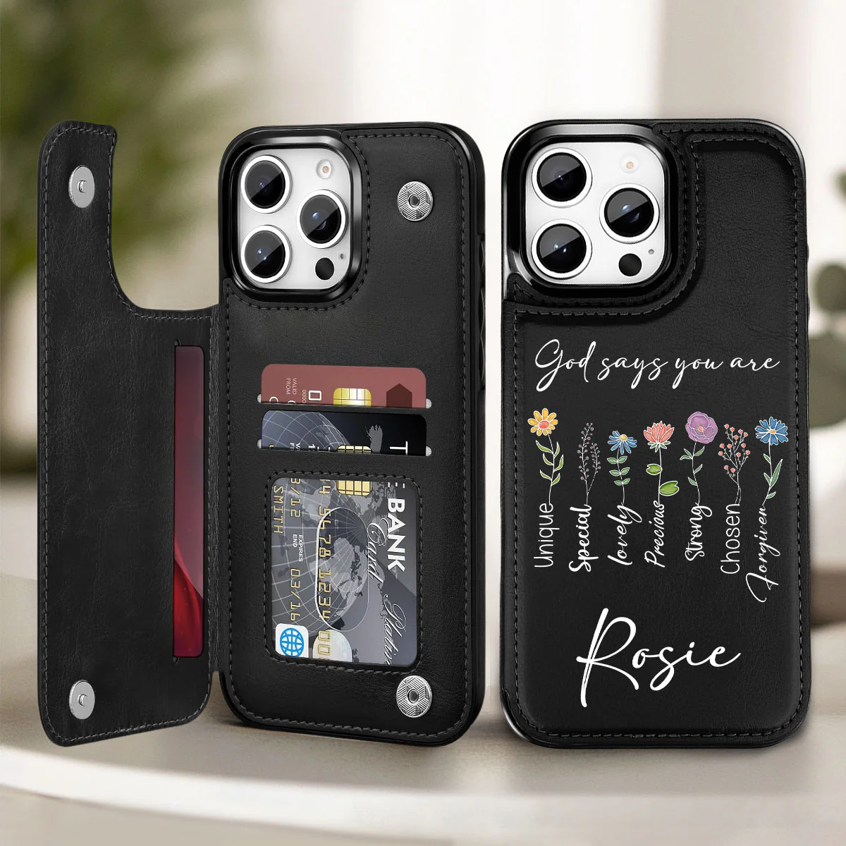 God Says You Are - Personalized Custom Leather Phone Case - Image 2