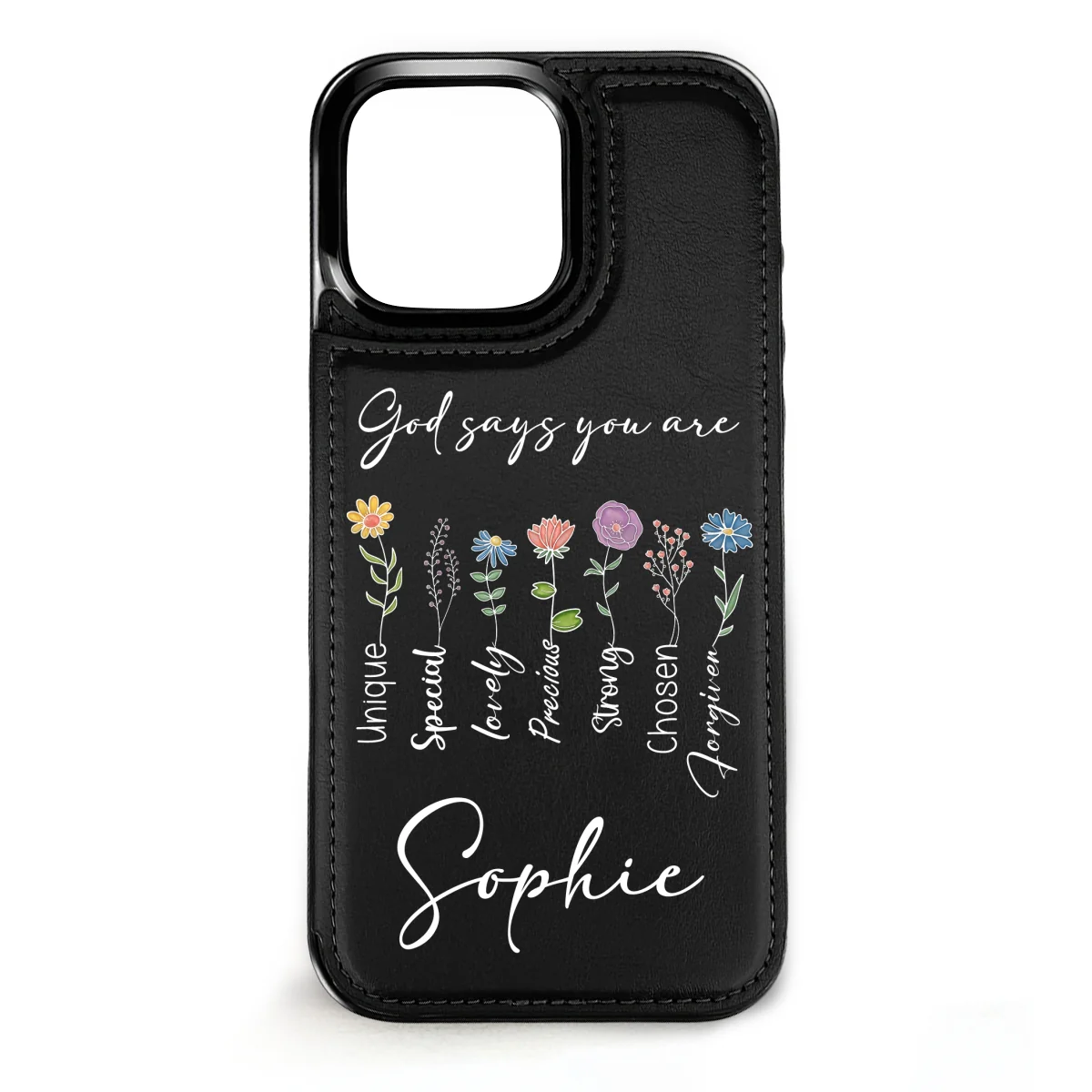 God Says You Are - Personalized Custom Leather Phone Case - Image 8