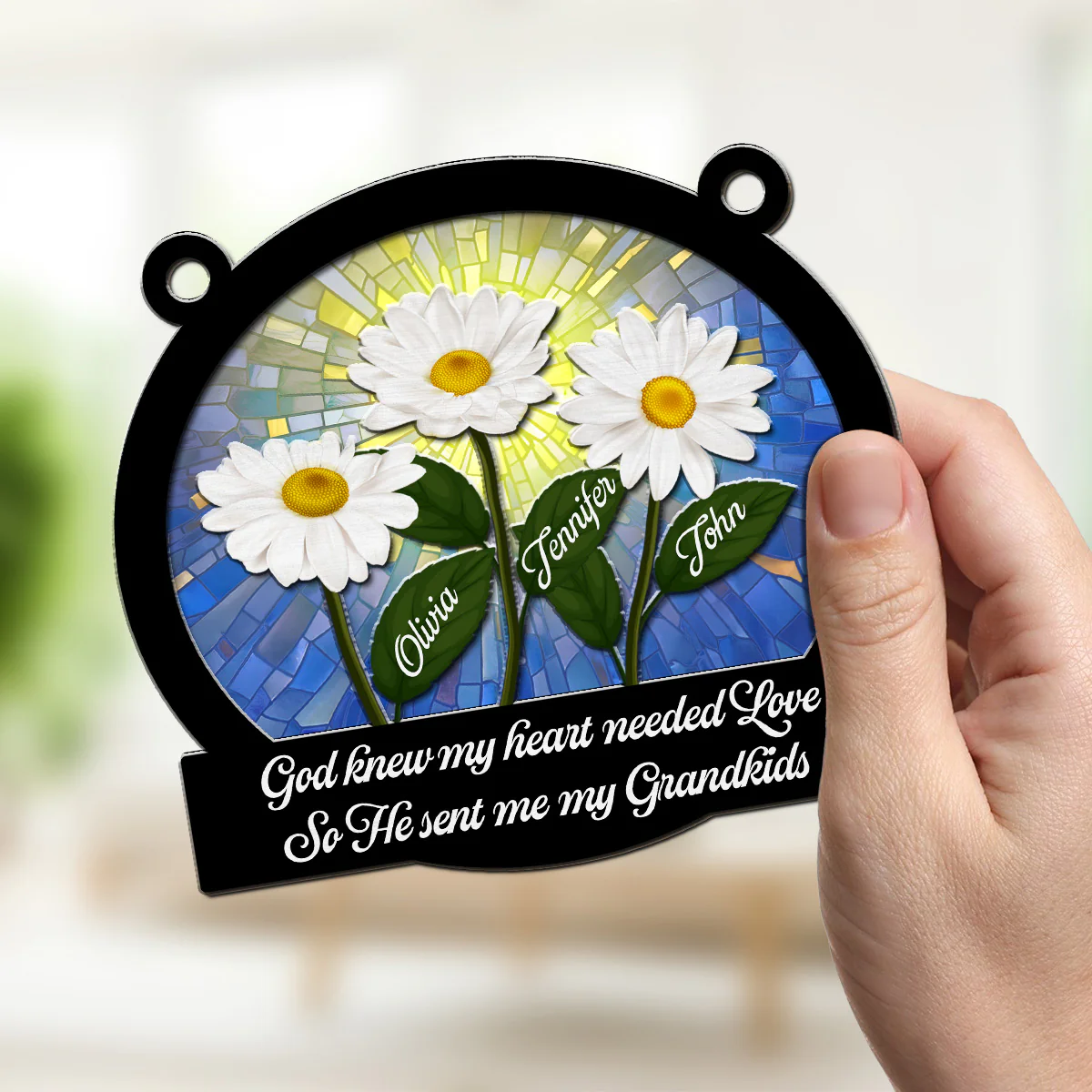 God Sent Me My Grandkids - Personalized Custom Suncatcher - Image 3