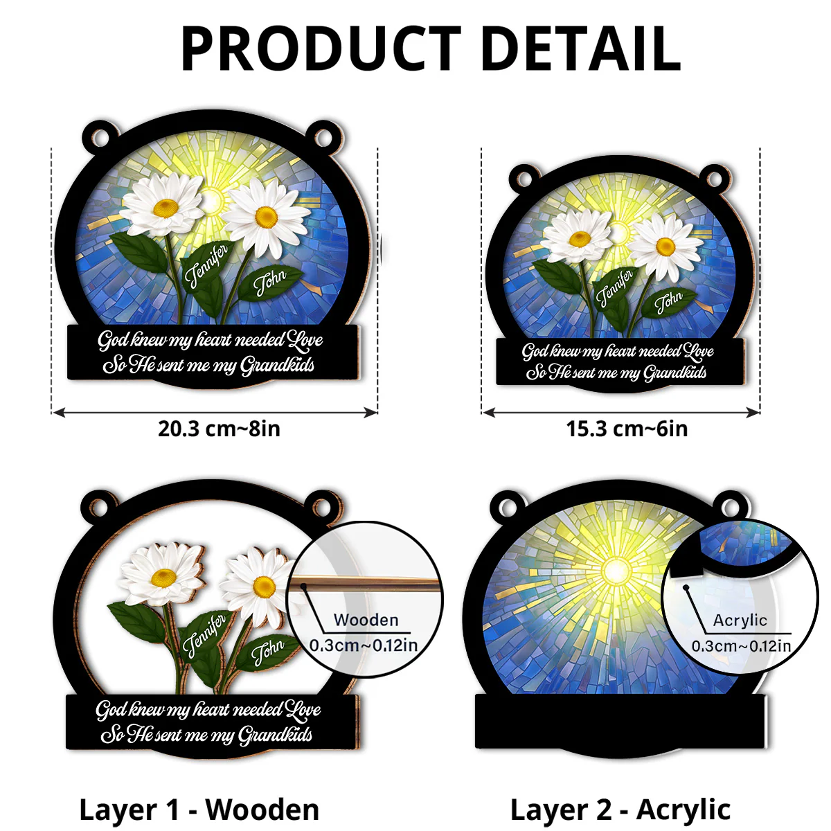 God Sent Me My Grandkids - Personalized Custom Suncatcher - Image 4