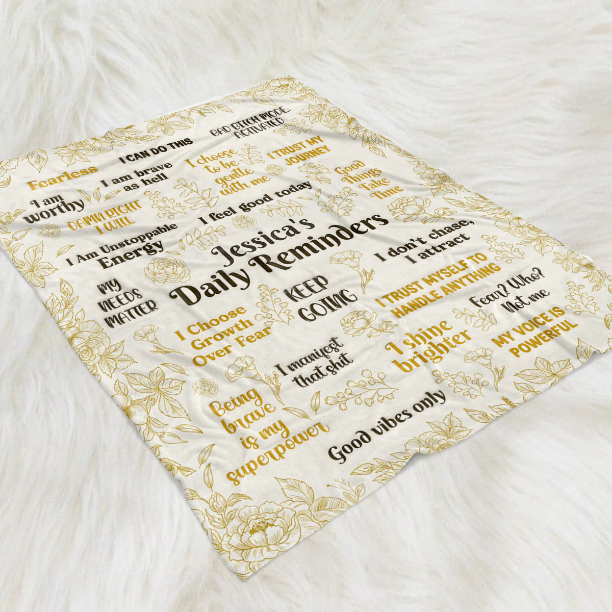Gold Daily Reminder - Personalized Custom Fleece Blanket - Image 2