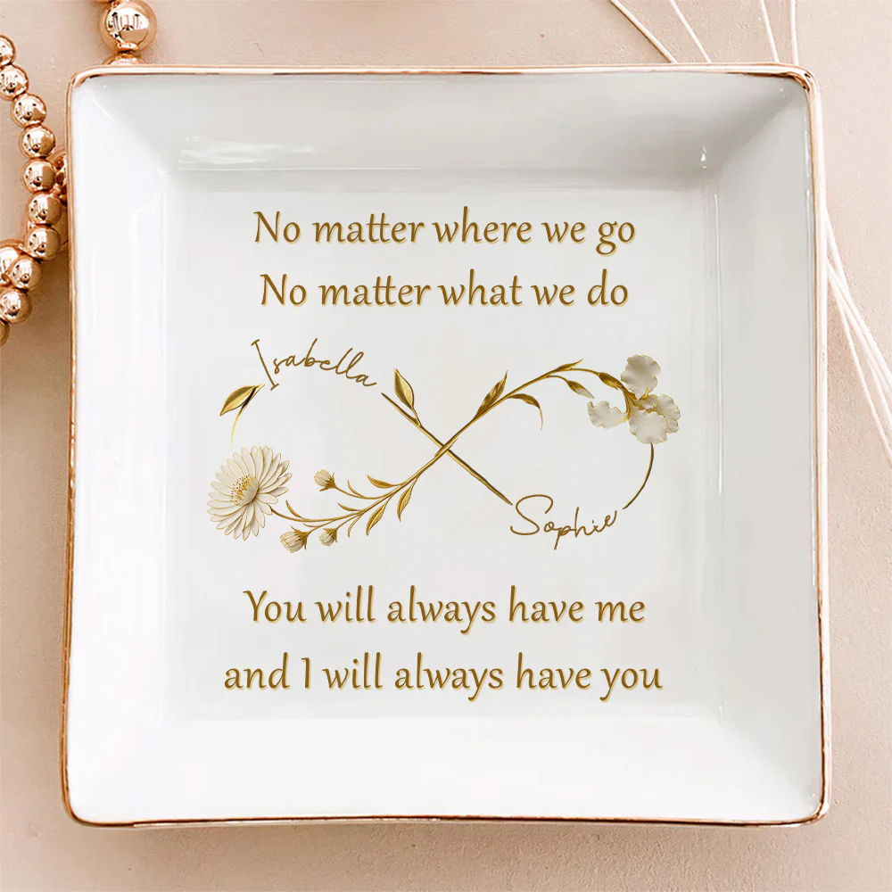 Gold Flower Bestie - Personalized Custom Jewelry Dish