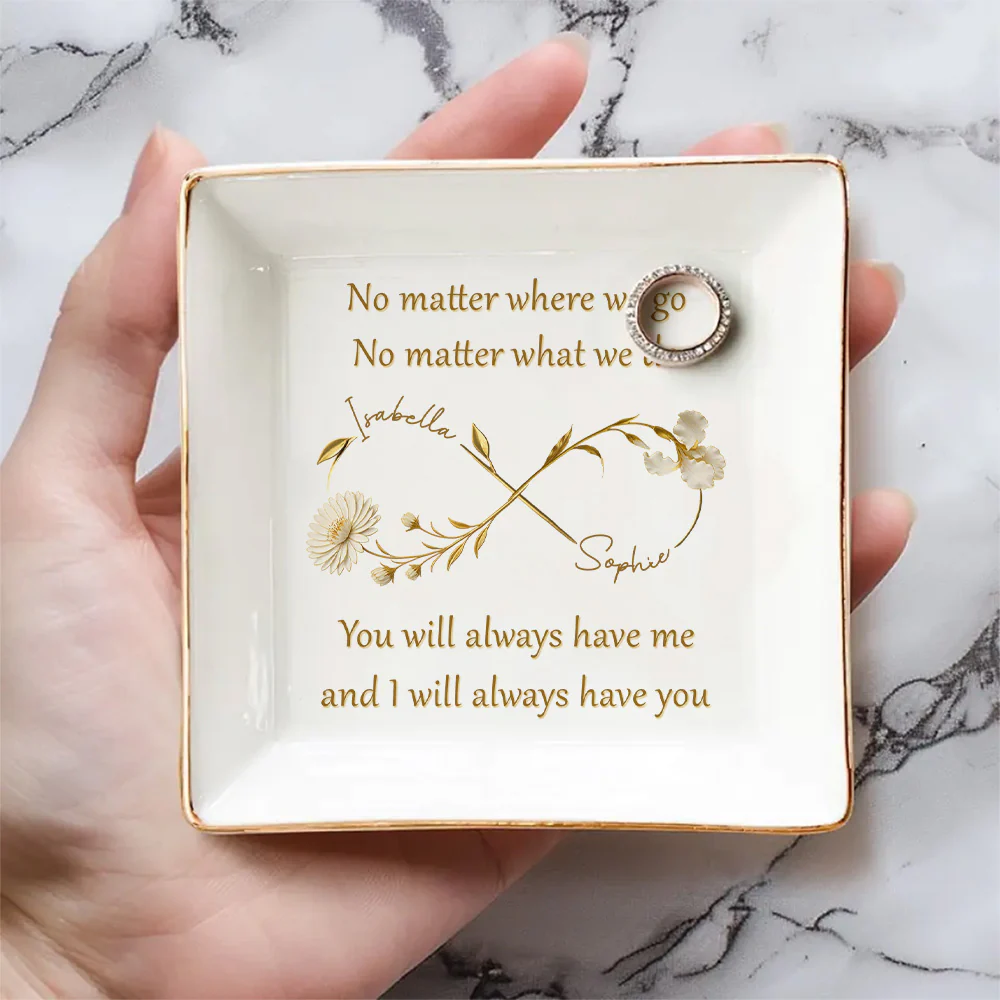 Gold Flower Bestie - Personalized Custom Jewelry Dish - Image 4