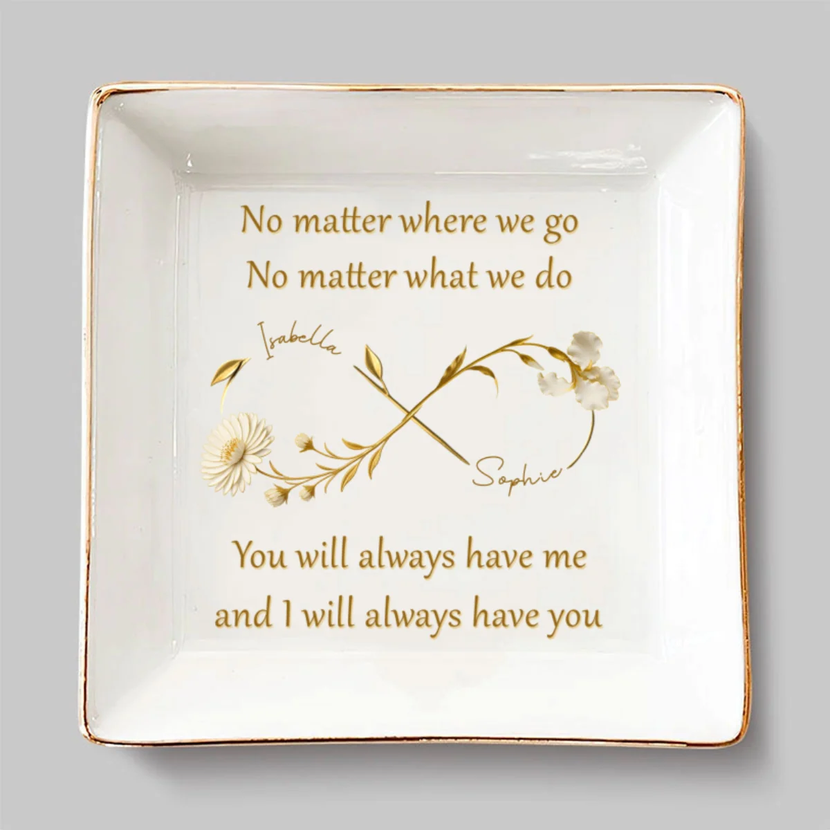 Gold Flower Bestie - Personalized Custom Jewelry Dish - Image 6