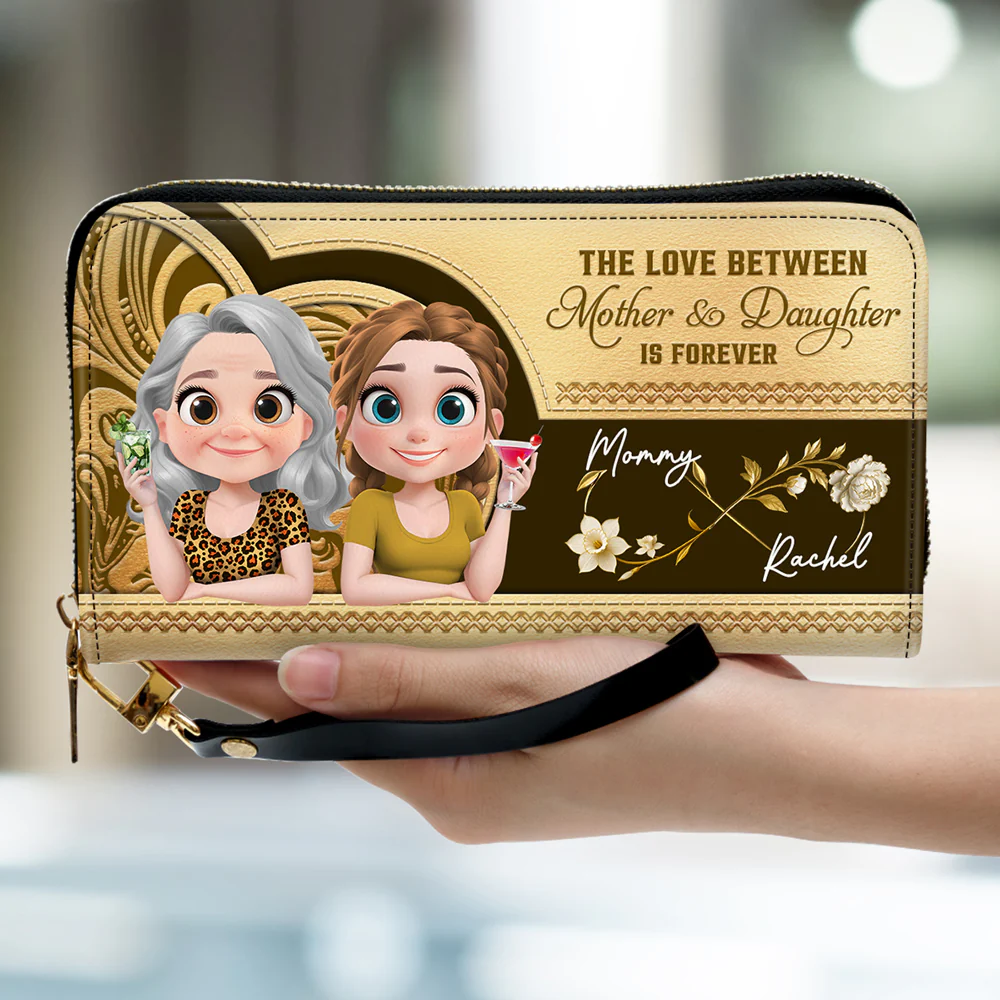 Gold Flower Forever Love - Personalized Custom Leather Wallet - Image 2