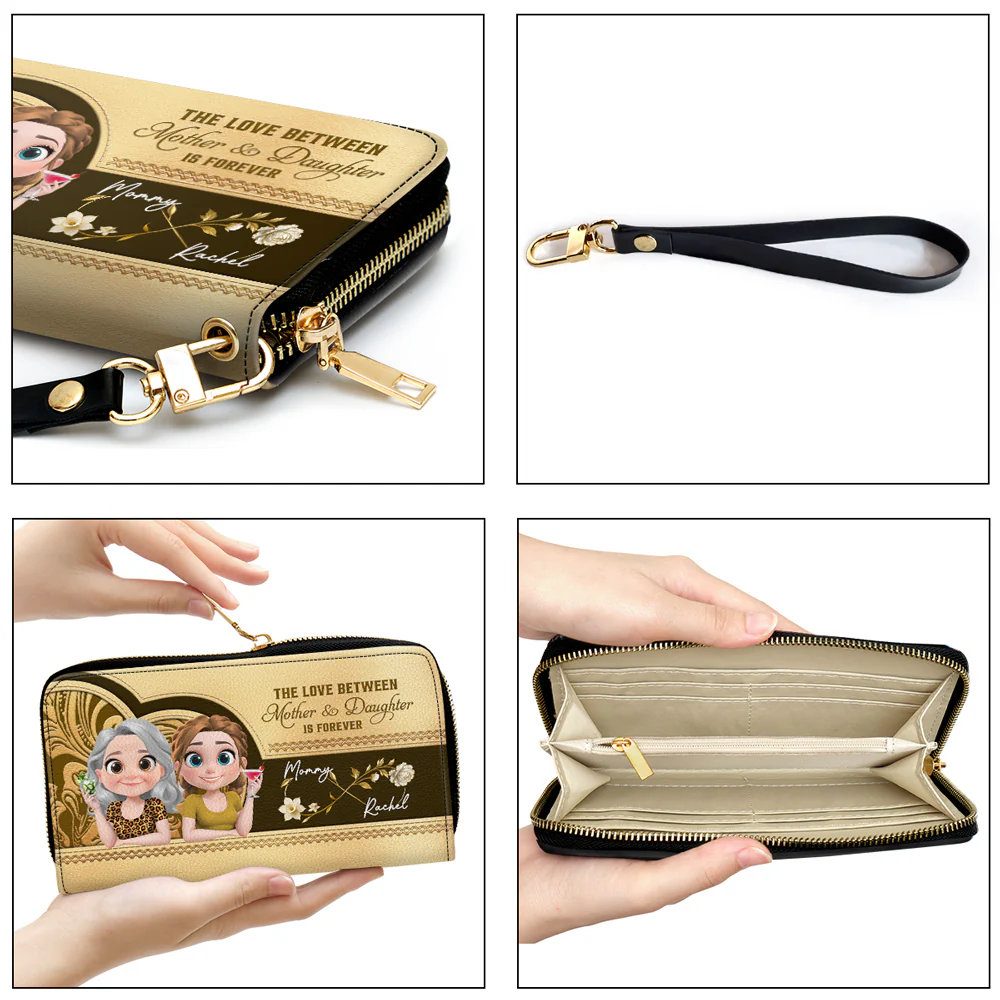 Gold Flower Forever Love - Personalized Custom Leather Wallet - Image 5