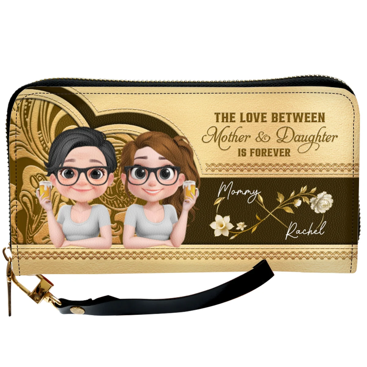 Gold Flower Forever Love - Personalized Custom Leather Wallet - Image 6