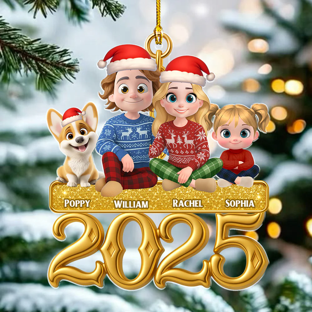 Golden Family - Personalized Custom Acrylic Ornament - Image 2