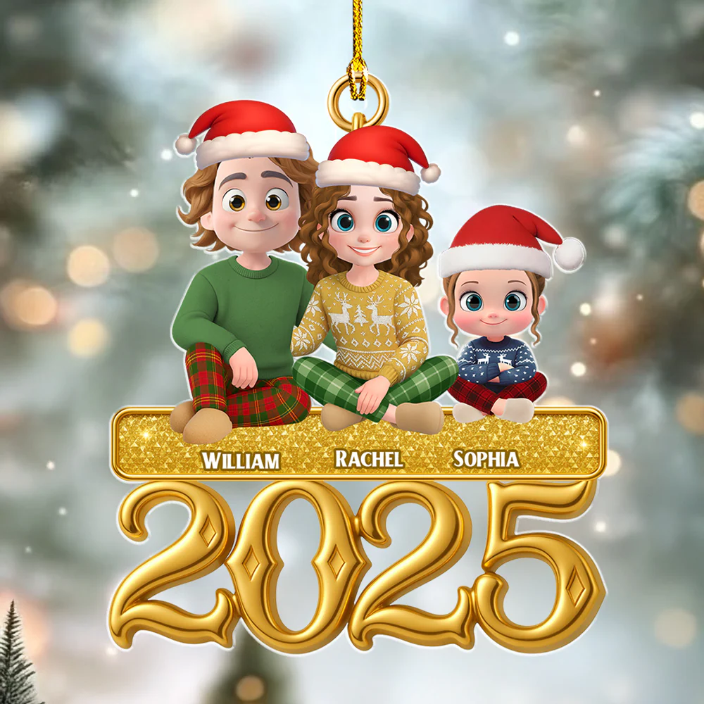 Golden Family - Personalized Custom Acrylic Ornament - Image 3