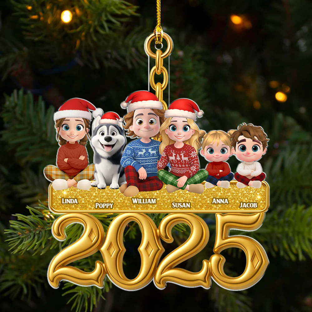 Golden Family - Personalized Custom Acrylic Ornament - Image 5