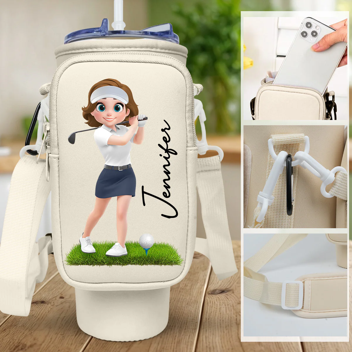Golf Lover - Personalized Custom Water Bottle Carrier Bag