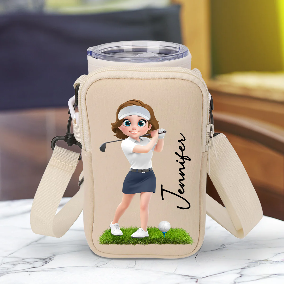 Golf Lover - Personalized Custom Water Bottle Carrier Bag - Image 5