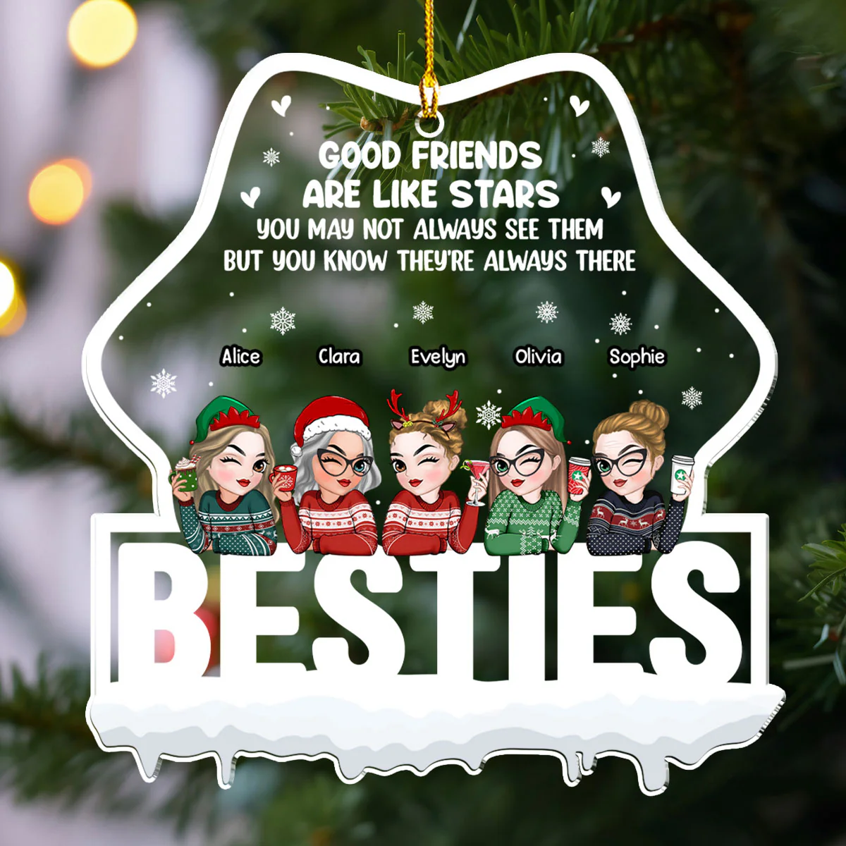 Good Friends Are Always There - Personalized Custom Acrylic Ornament - Image 4