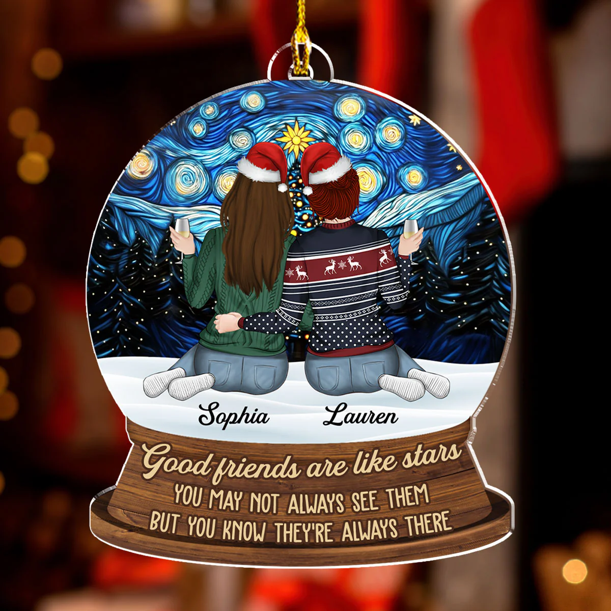 Good Friends Are Like Stars - Personalized Custom Acrylic Ornament - Image 2