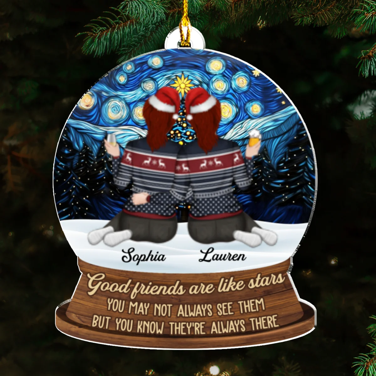 Good Friends Are Like Stars - Personalized Custom Acrylic Ornament - Image 6