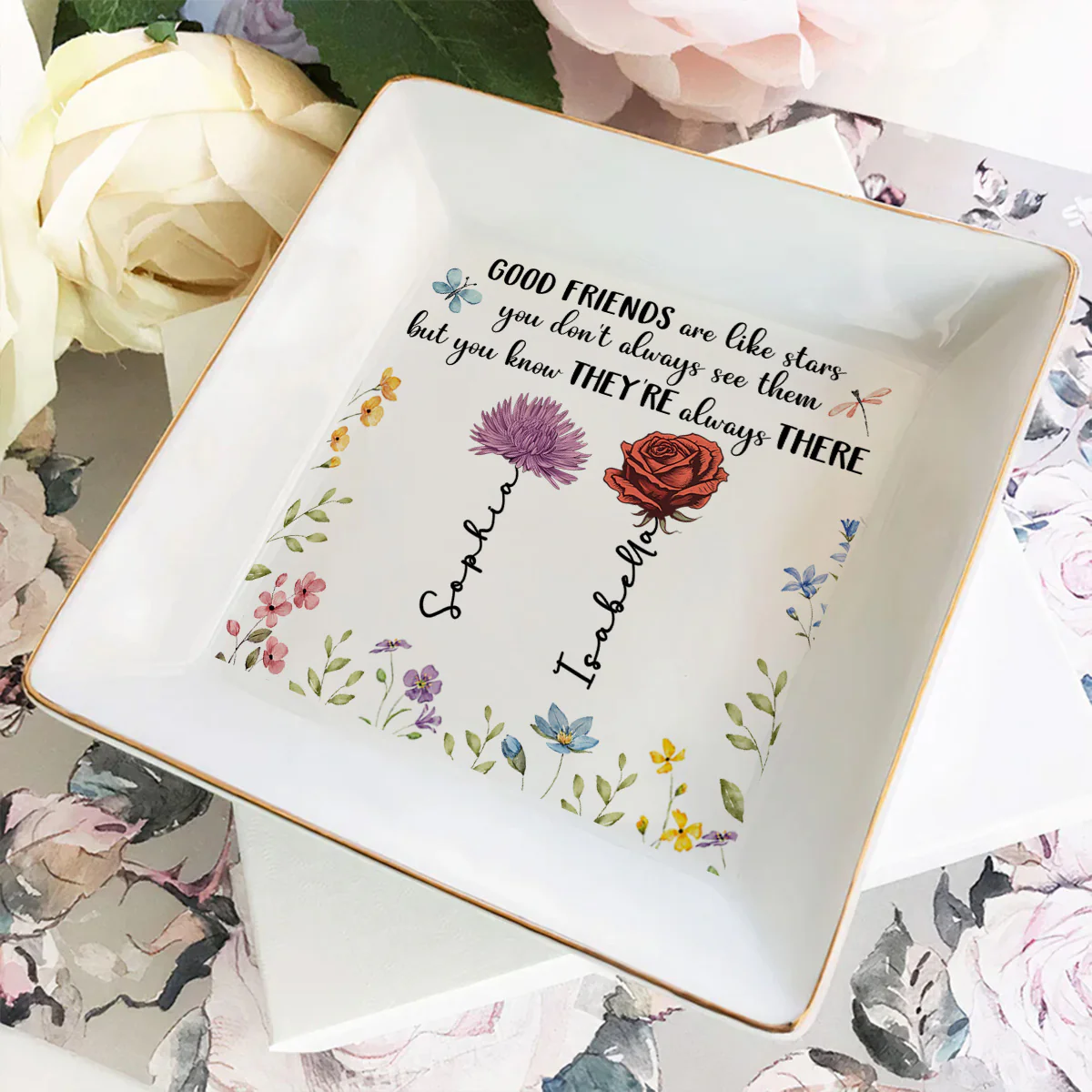 Good Friends Are Like Stars - Personalized Custom Jewelry Dish - Image 5