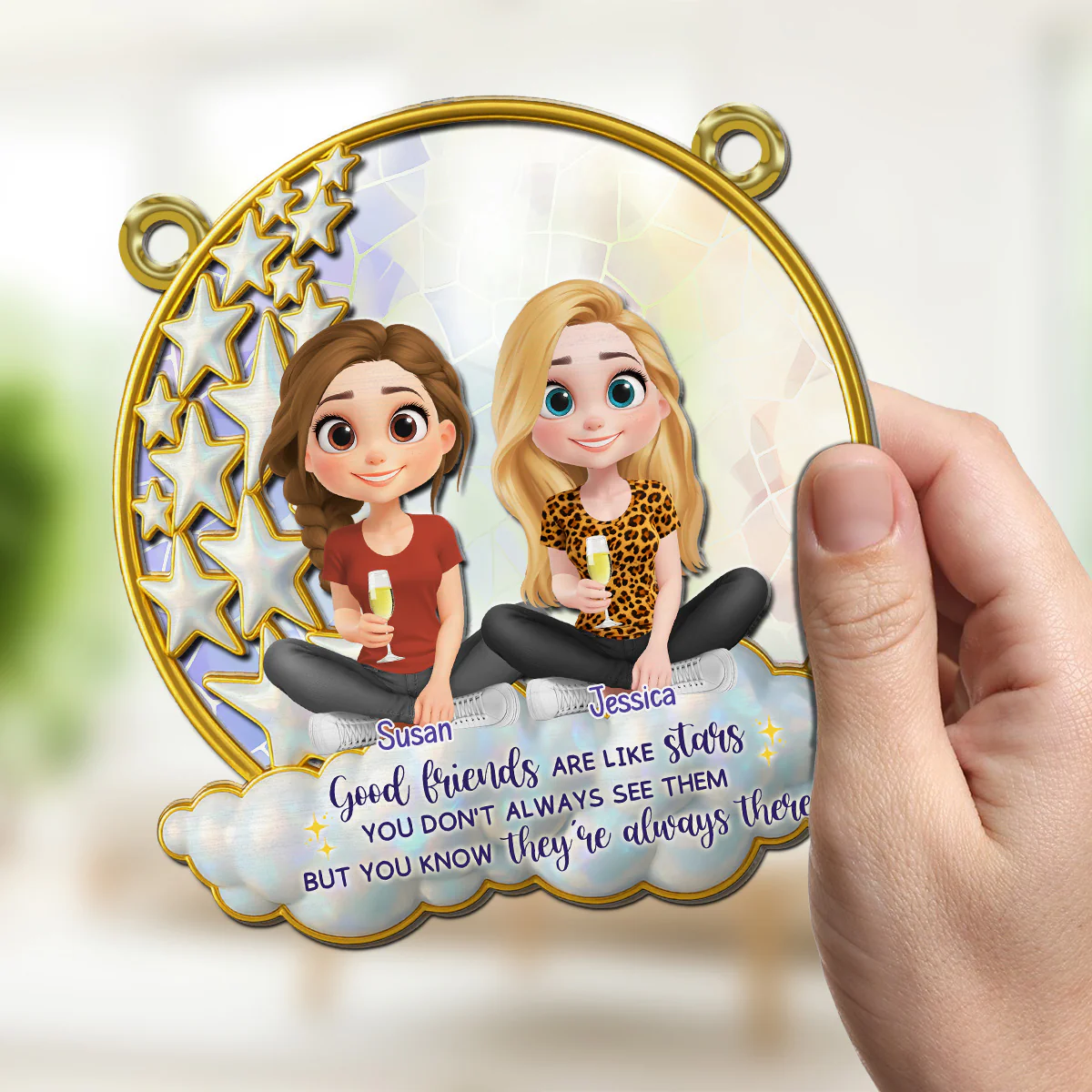 Good Friends Are Like Stars - Personalized Custom Suncatcher - Image 2