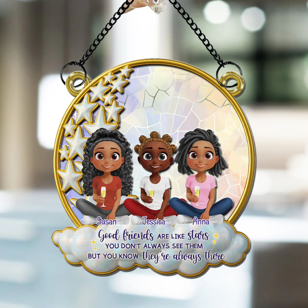 Good Friends Are Like Stars - Personalized Custom Suncatcher - Image 3