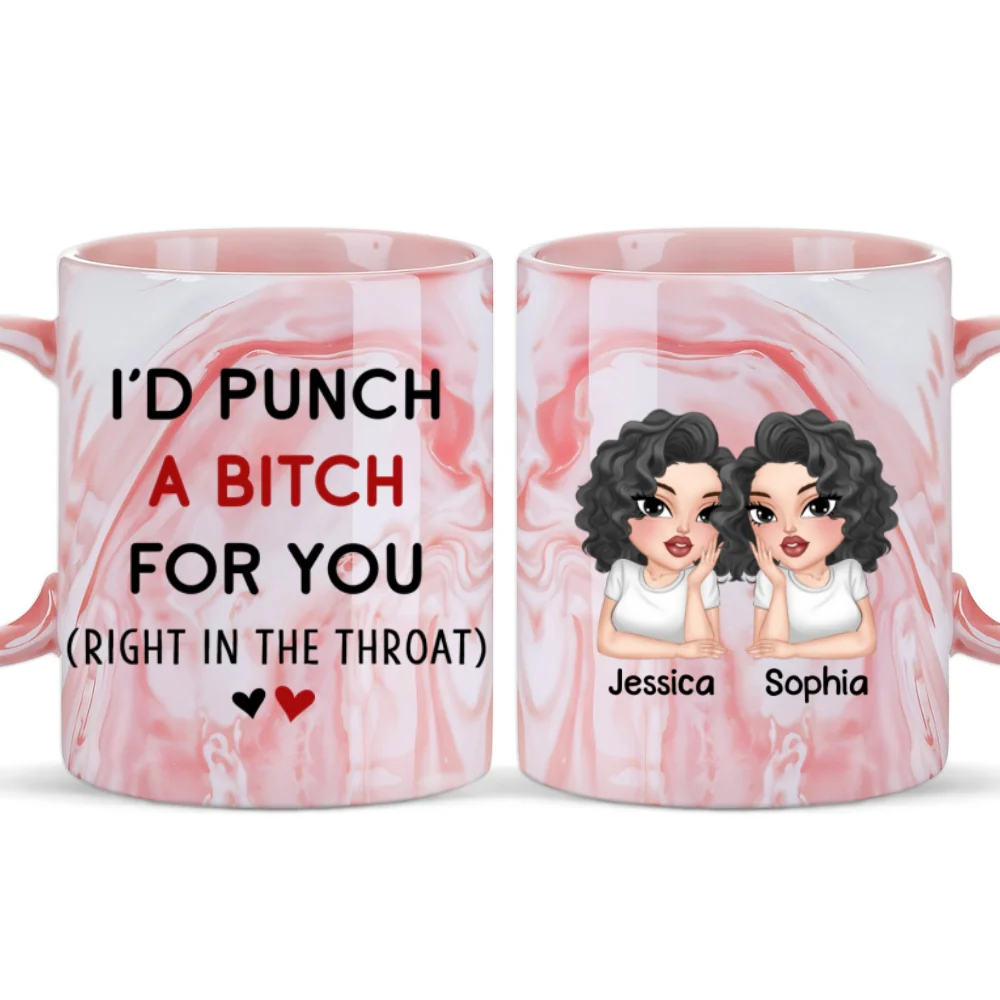 Good Friends - Personalized Custom Pink Marble Mug - Image 6