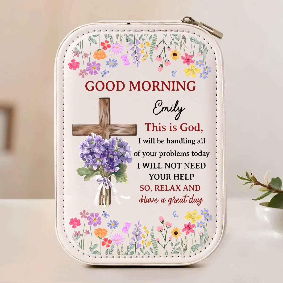 Good Morning This Is God - Personalized Custom Jewelry Box With LED Mirror - Image 3