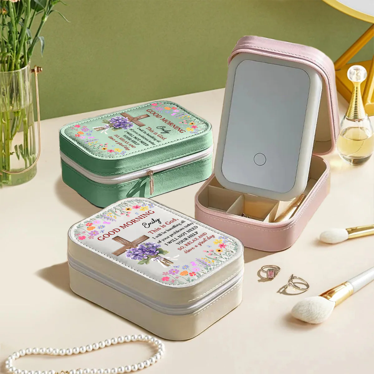 Good Morning This Is God - Personalized Custom Jewelry Box With LED Mirror - Image 5