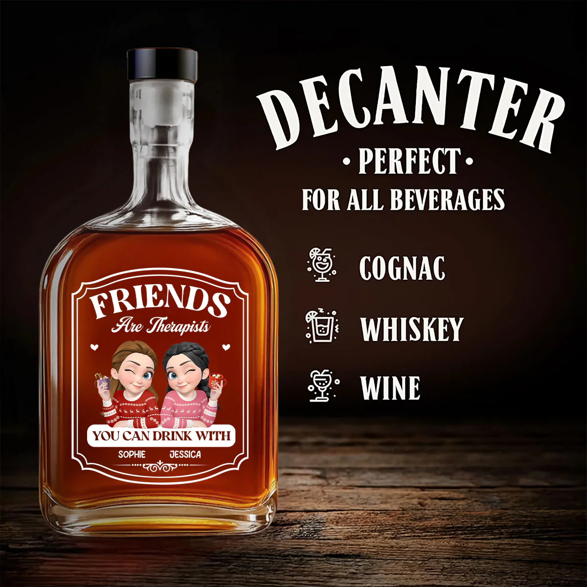 Good Wine Fixes Bad Days - Personalized Custom Spirits Decanter - Image 4