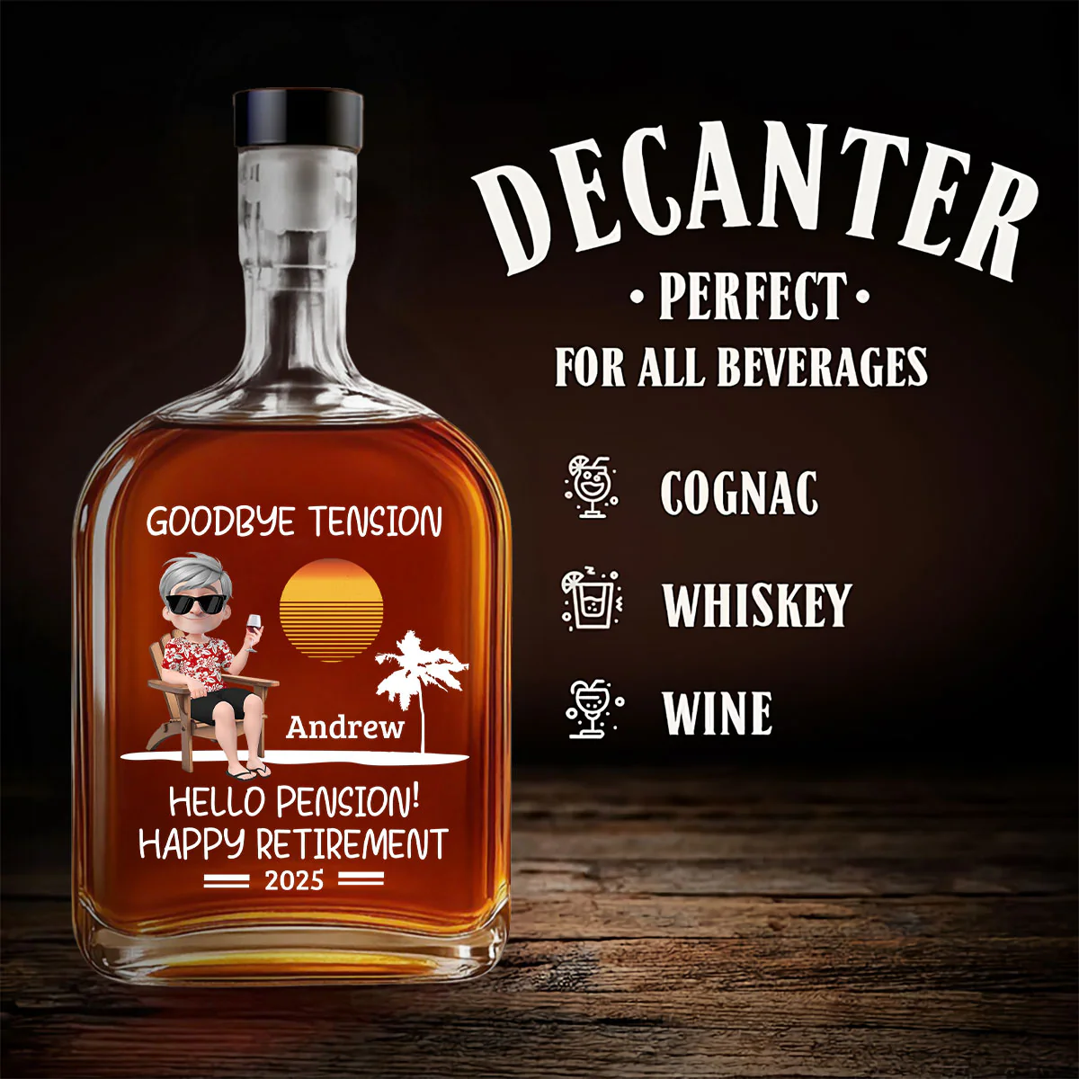 Goodbye Office Hello Freedom - Personalized Custom Spirits Decanter - Image 4