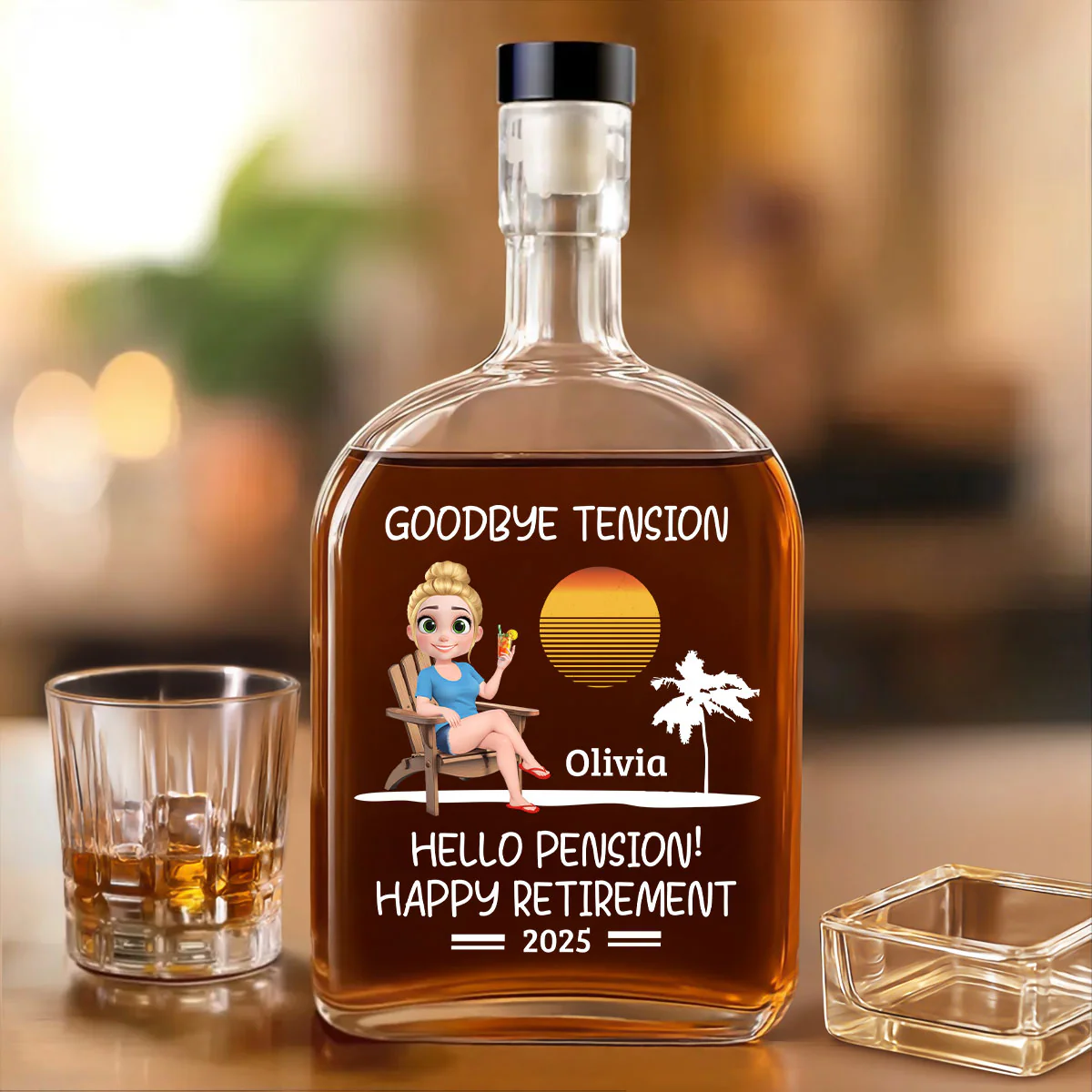 Goodbye Office Hello Freedom - Personalized Custom Spirits Decanter - Image 5