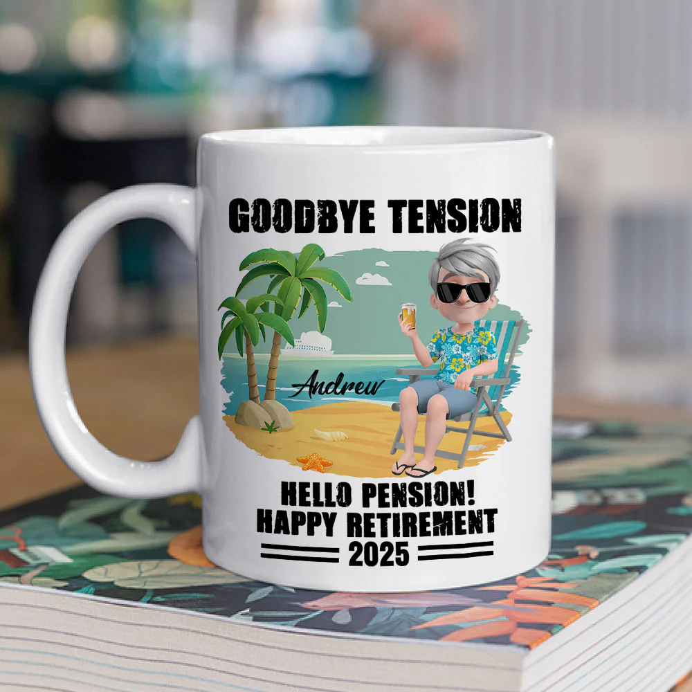 Goodbye Office Hello Paradise - Personalized Custom Coffee Mug - Image 3