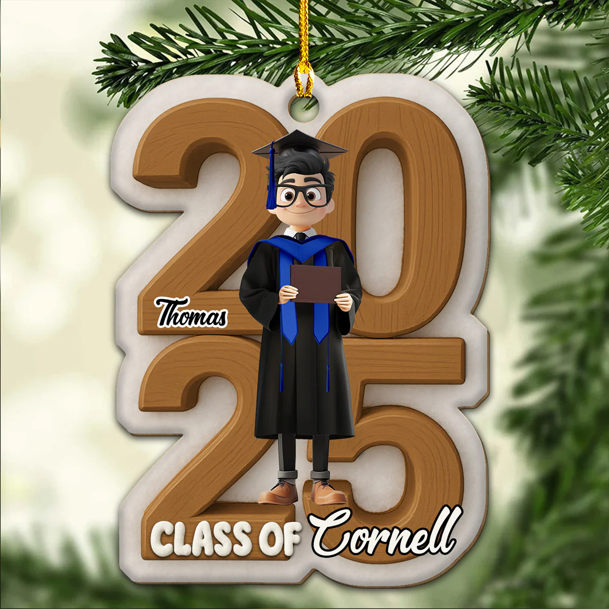 Graduated This Year - Personalized Custom 3D Effect Wood Ornament - Image 2