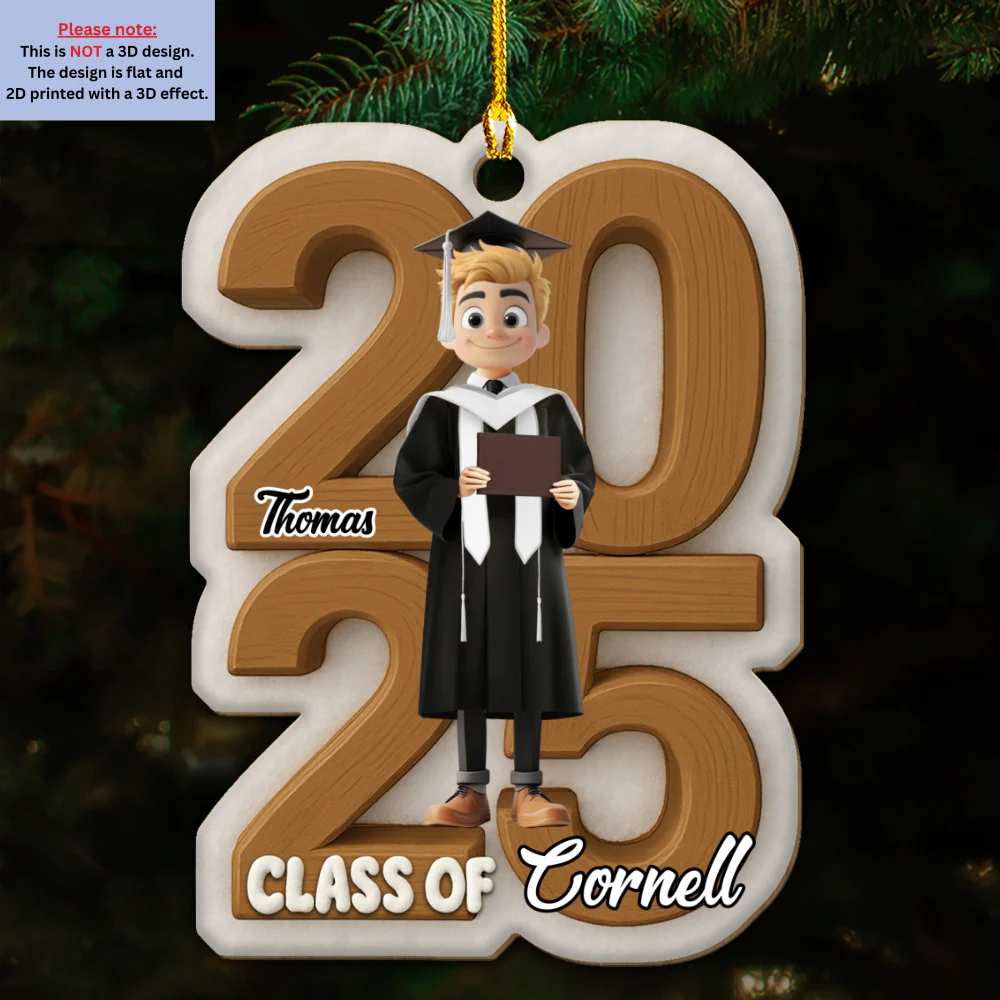 Graduated This Year - Personalized Custom 3D Effect Wood Ornament - Image 5