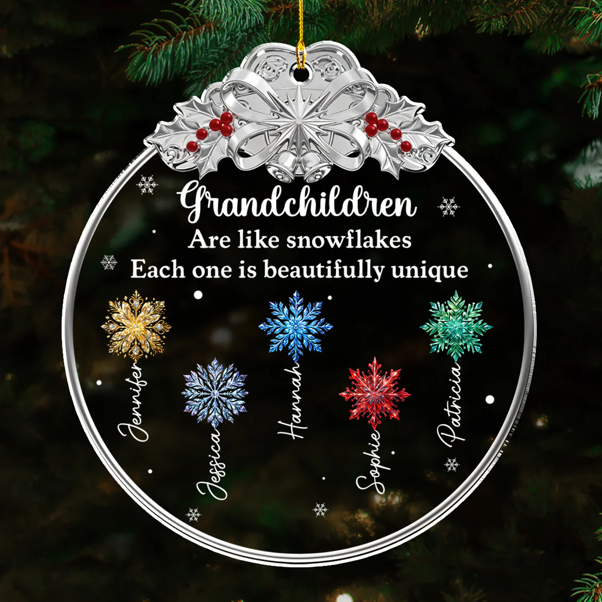 Grandchildren Are Like Snowflakes - Personalized Custom 3D Effect Acrylic Ornament