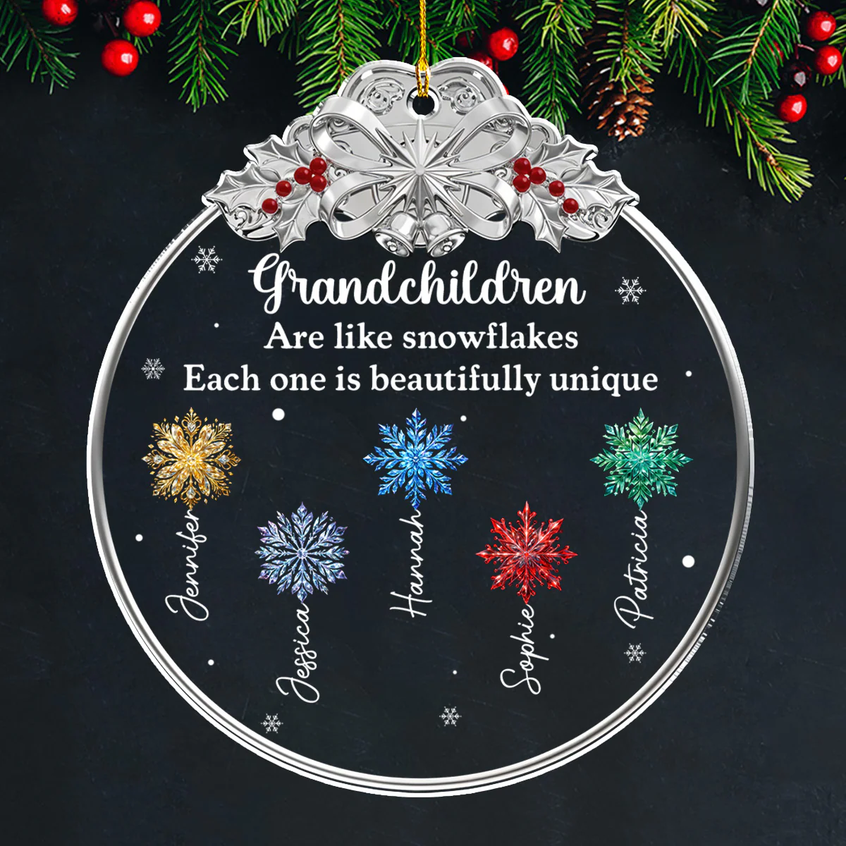 Grandchildren Are Like Snowflakes - Personalized Custom 3D Effect Acrylic Ornament - Image 3