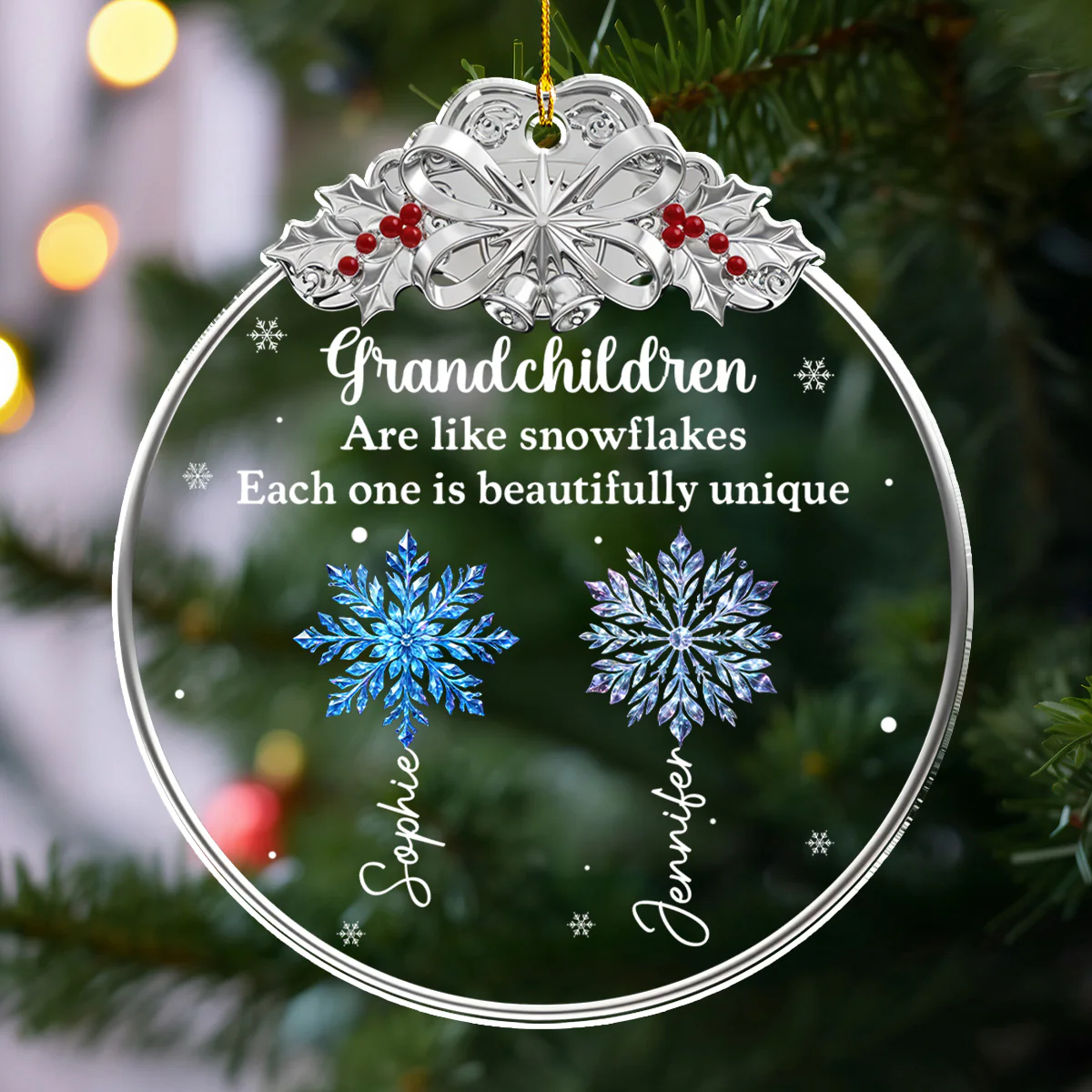 Grandchildren Are Like Snowflakes - Personalized Custom 3D Effect Acrylic Ornament - Image 4