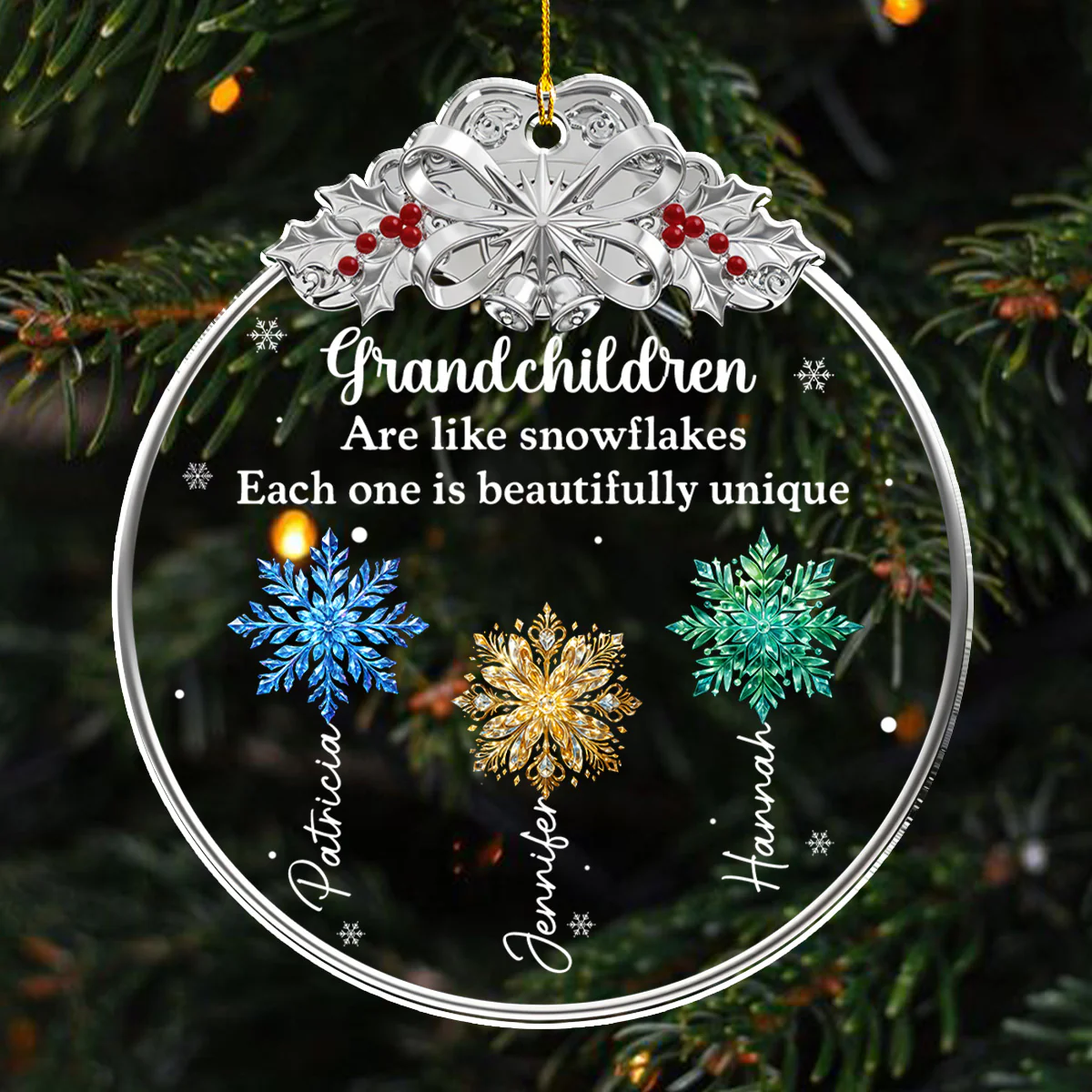 Grandchildren Are Like Snowflakes - Personalized Custom 3D Effect Acrylic Ornament - Image 5