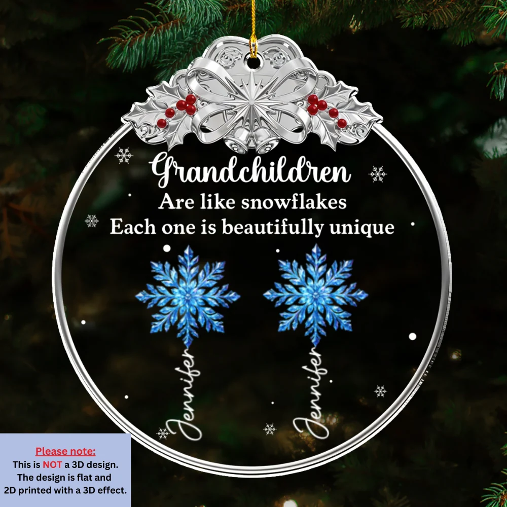 Grandchildren Are Like Snowflakes - Personalized Custom 3D Effect Acrylic Ornament - Image 7