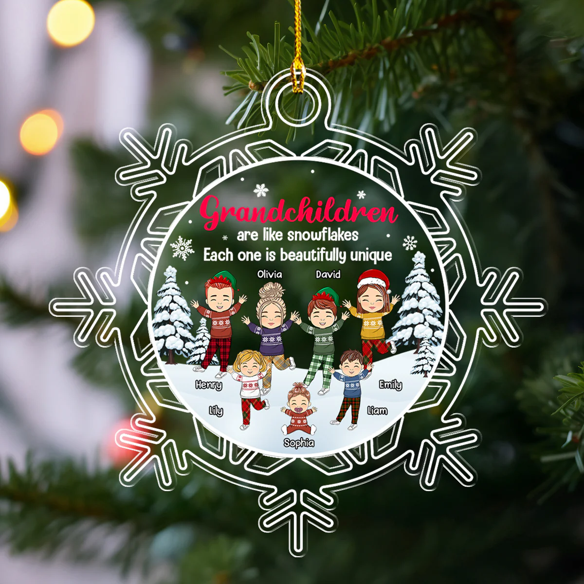 Grandchildren Are Like Snowflakes - Personalized Custom Acrylic Ornament - Image 5